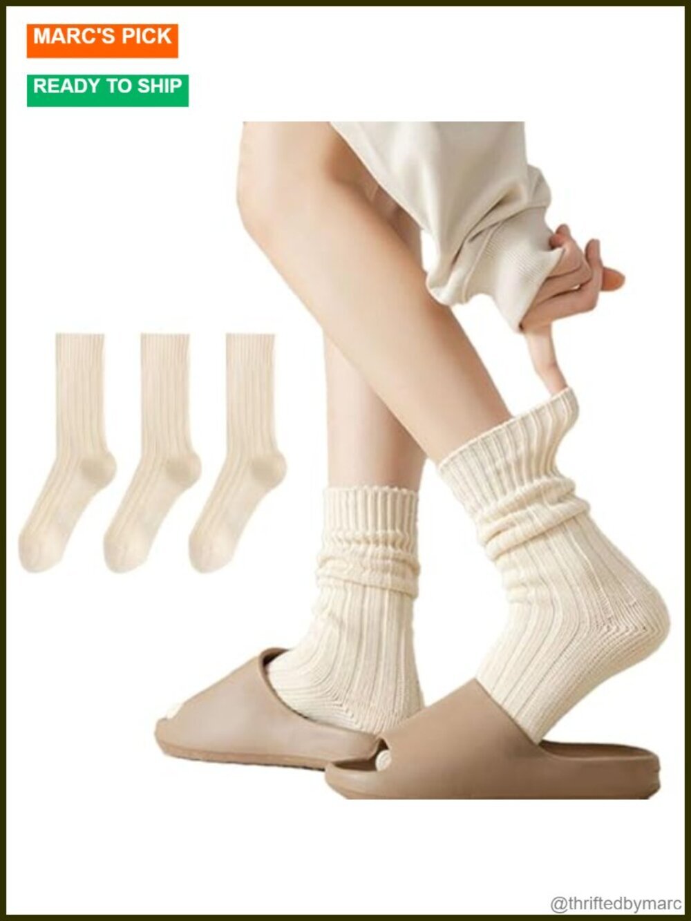 3 Pairs Crew Socks for Women Cute Fall Knit Cotton Slouch Socks Gifts